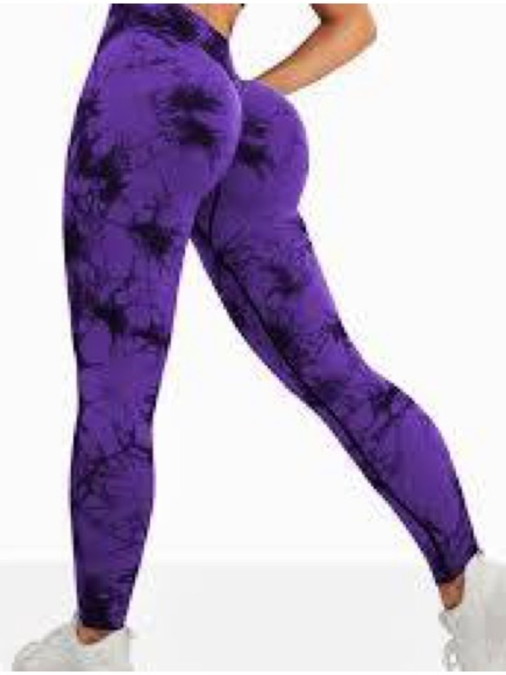 NWT Stylish Butt Lifting, Purple/Black Tie-Dye Women's Leggings